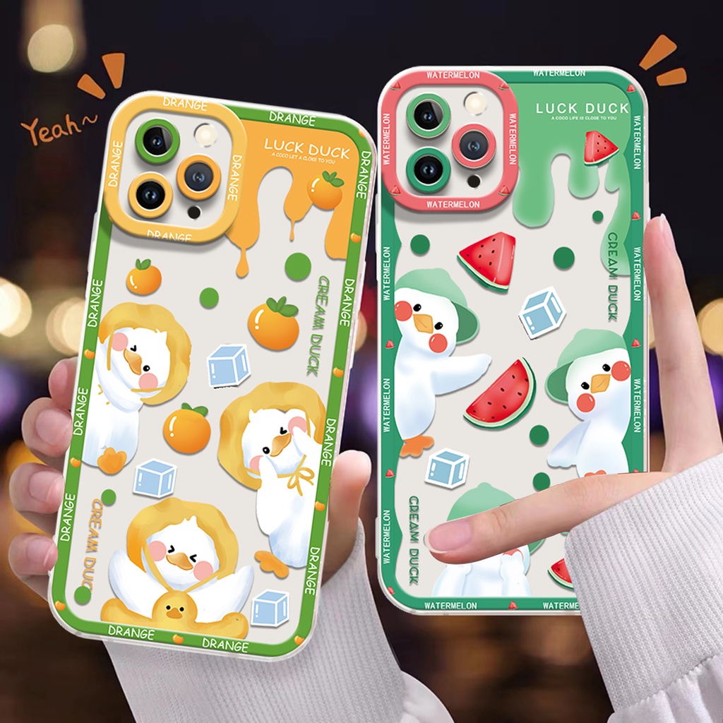 Ốp Điện Thoại Silicon TPU Mềm Trong Suốt In Hình Vịt Hoạt Hình Cho IPhone 14 13 12 11 Pro X XR XS Max SE 6 6S 7 8 Plus