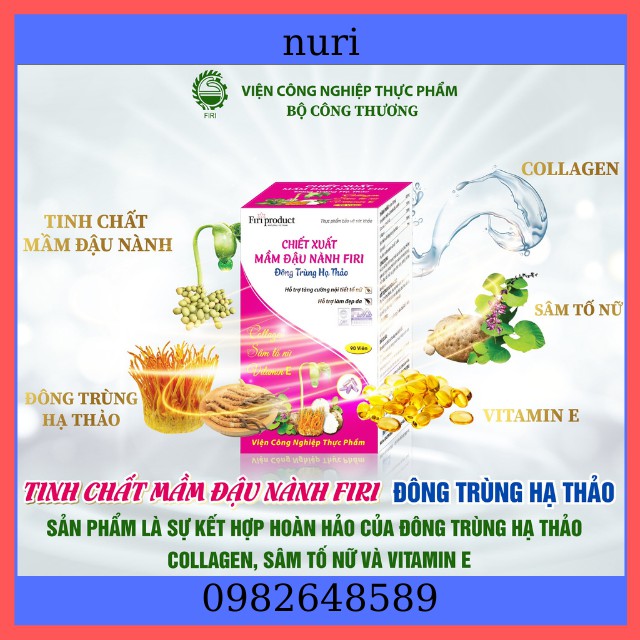 Tinh chất mầm đậu nành FIRI Chứa collagen Sâm Tố Nữ Vitamin E ,Chính Hãng