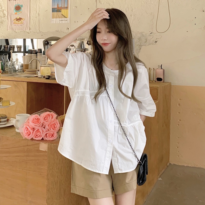 Bộ Áo Sơ Mi Trắng + Quần Short Kaki (hàng od)