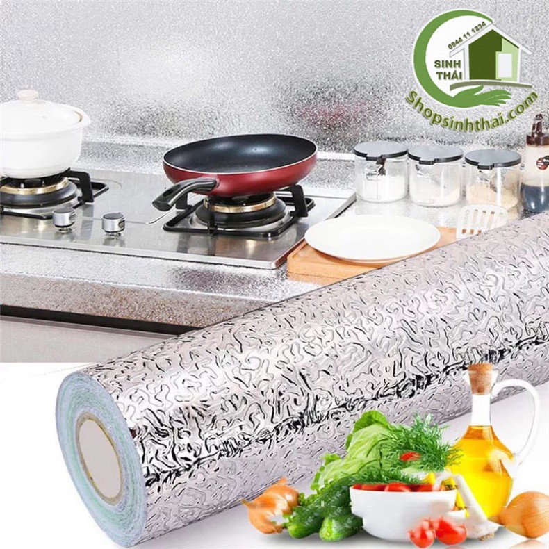 Giấy decal bạc dán bếp, tráng nhôm, cách nhiệt - cuộn 3 mét x khổ 60cm