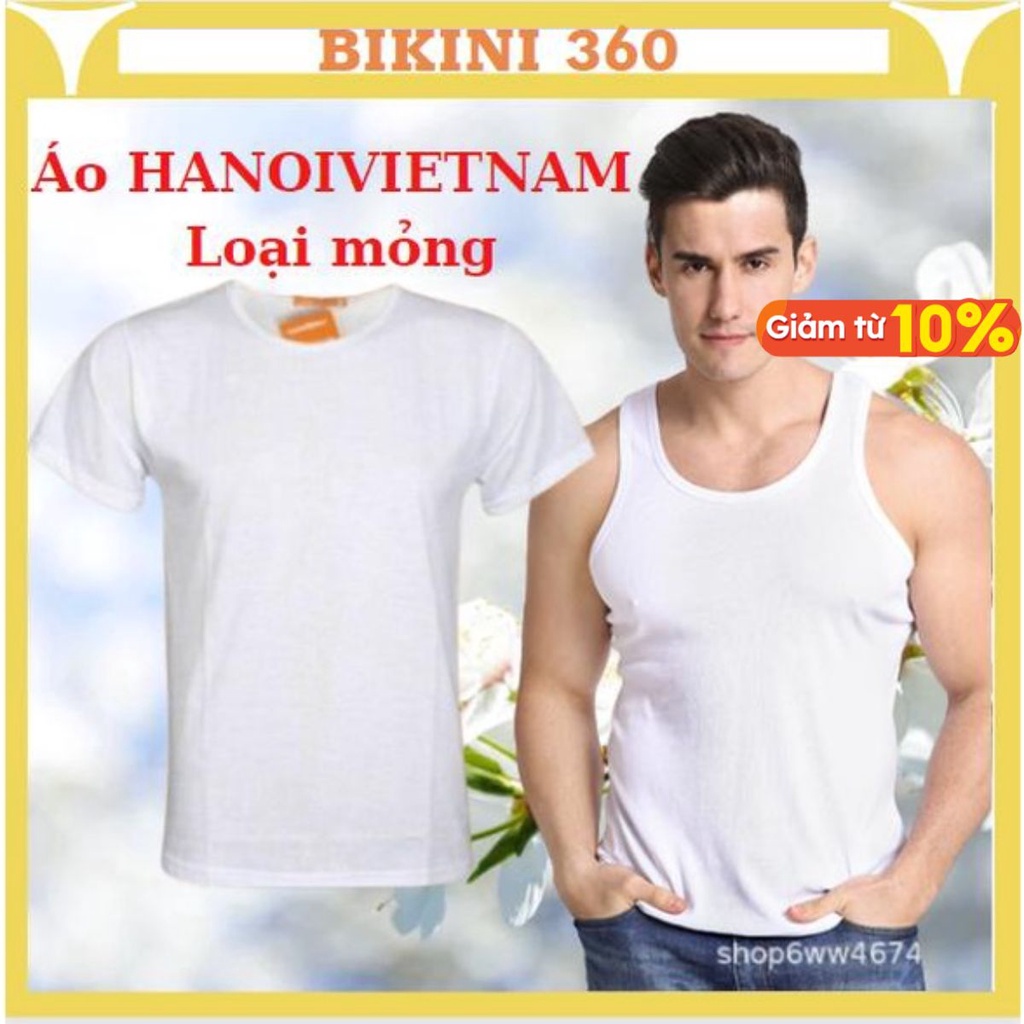 Aó thun Lót Nam HANOIVIETNAM 3 lỗ không tay sát nách cộc tay mặc tập gym tập thể thao mỏng nhẹ thoáng mát