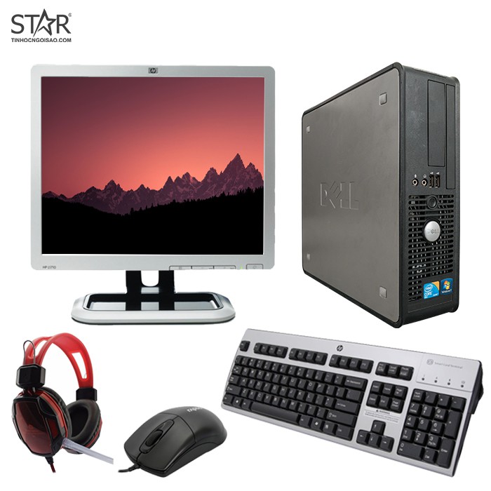 [Khuyến Mãi] Thùng PC Văn Phòng : LCD 17'', Dell Optiplex 780/760, Ram 4G, HDD 250G