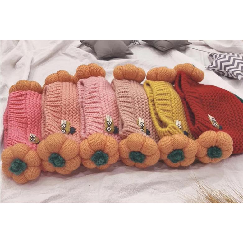 Mũ len hoa quả cute siêu ấm cho bé gái - nhiều màu lựa chọn