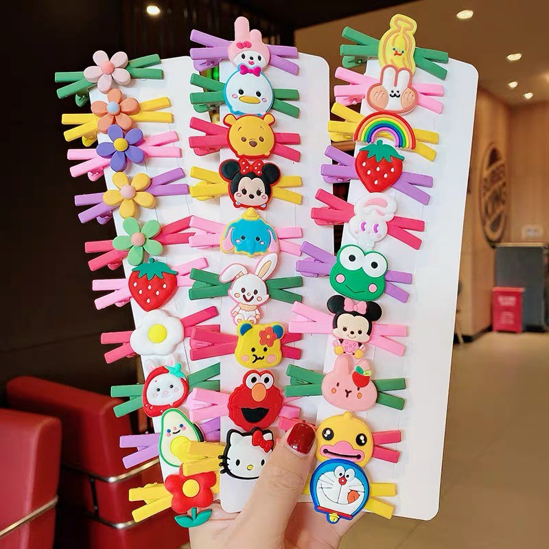 Sét 10 kẹp tóc hoạt hình, trái cây đáng yêu cho bé