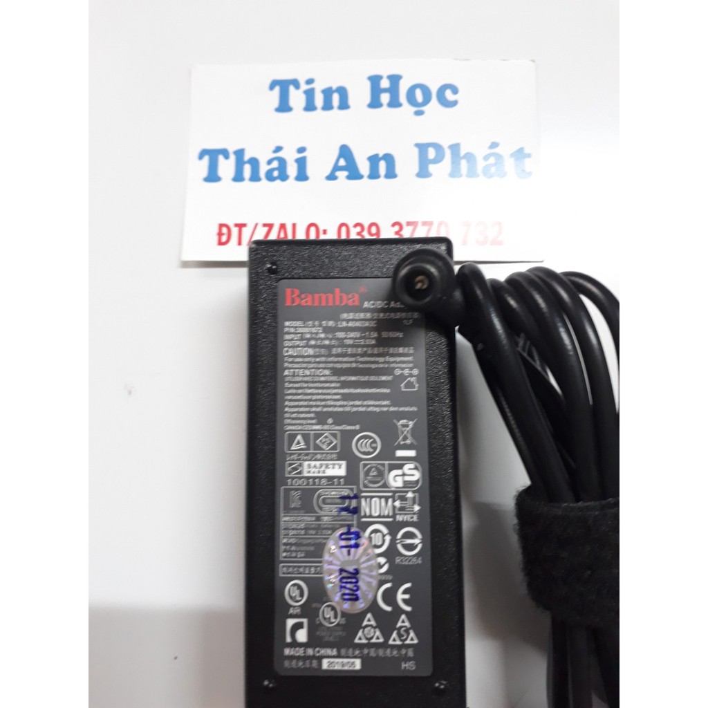 Adapter 19V-2.53A màn hình LCD LG (hoặc Samsung),kèm dây nguồn,hàng chất lượng,hiệu Bamba.