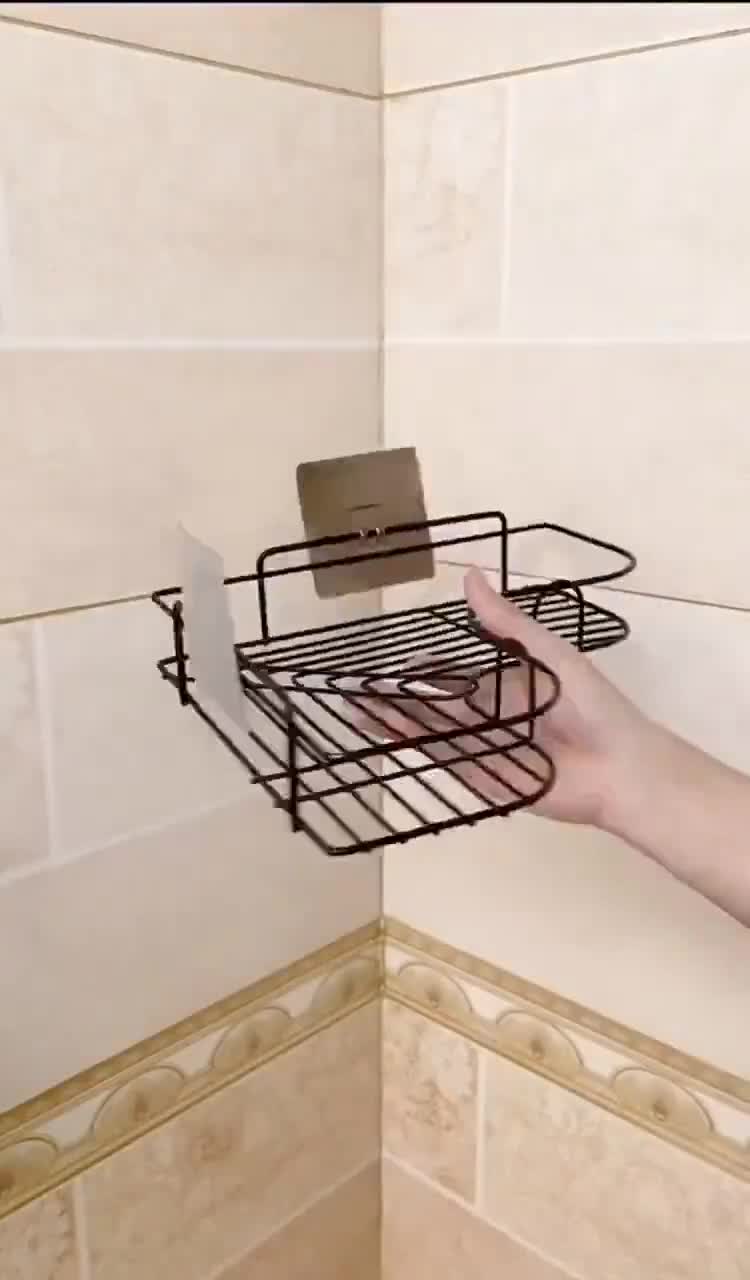 Kệ Góc Nhà Tắm Phun Sơn Tĩnh Điện Dán Tường Siêu Dính Trong Nhà Tắm, Nhà Bếp Tiện Dụng ( Tặng Kèm Miếng Dán ) | BigBuy360 - bigbuy360.vn