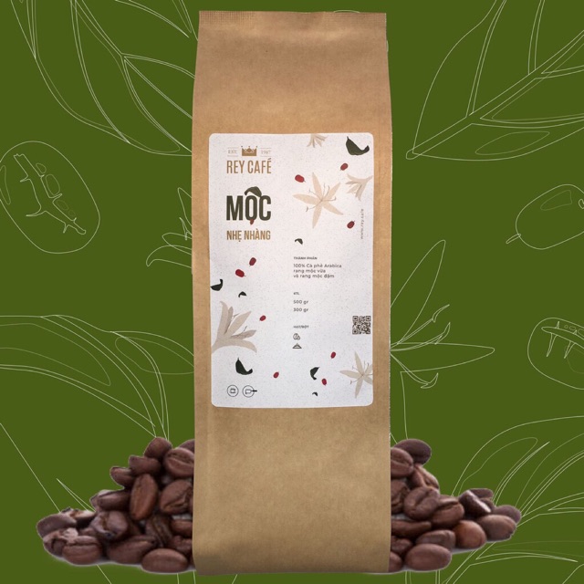 Cà phê Mộc Nhẹ Nhàng - Thành phần hạt Coffee Arabica rang vừa và rang đậm - Rey cafe