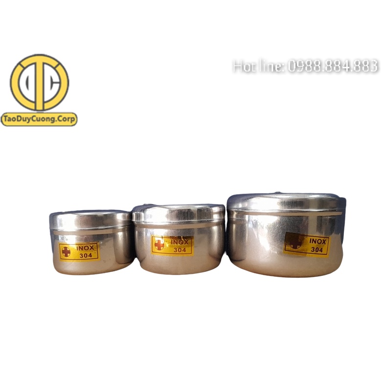 Hộp Inox tròn đựng bông gòn, lưu mẫu vật phẩm các size