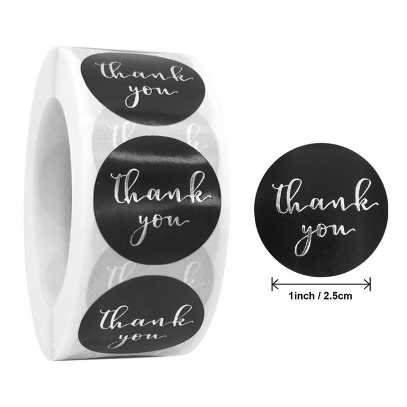 Cuộn 500 miếng dán chữ Thank you màu vàng/bạc trang trí cho cửa hàng đám cưới