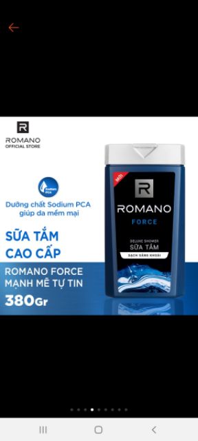 ROMANO_ SỮA TẮM 380G ĐỦ LOẠI