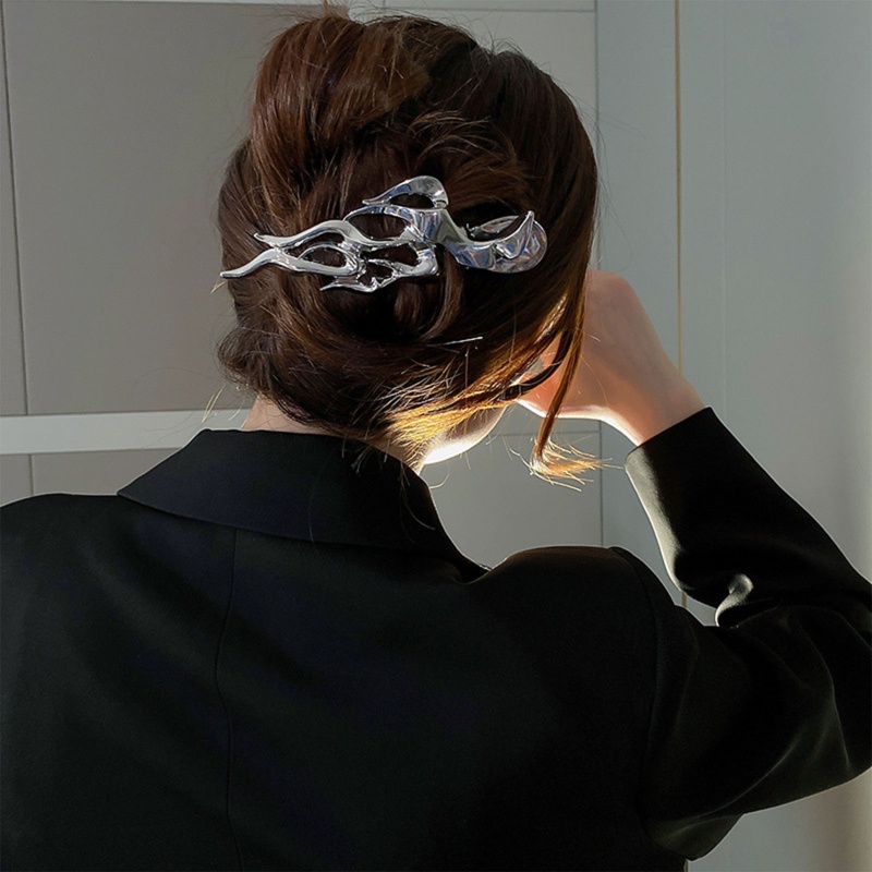 Kẹp Tóc Dạng Cong Màu Bạc Phong Cách Pháp Không Trượt