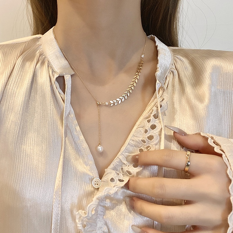 Vòng cổ Bằng Thép Titan Đính Ngọc Trai Sang Trọng Cho Nữ