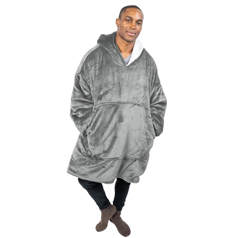 Áo hoodie giả lông cừu màu trơn cỡ lớn phối túi trước thời trang mùa đông ấm áp cho nam và nữ
 | BigBuy360 - bigbuy360.vn