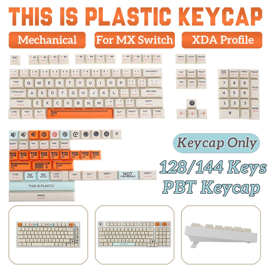 Bộ Keycap This IS PLASTIC 128 / 144 nút  Chất liệu PBT, XDA Profile công nghệ in Dye sub cân được nhiều layout