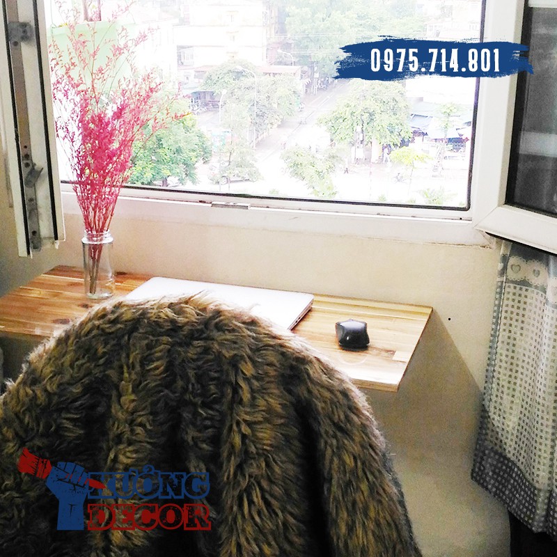 Bàn gấp treo tường nâu 80*40cm chịu lực 50kg A2 | BigBuy360 - bigbuy360.vn