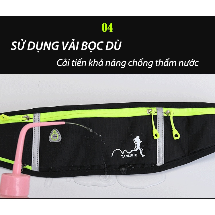 Túi Đeo Bụng Túi Đeo Hông Chạy Bộ Phản Quang Cao Cấp Tích Hợp Lỗ Tai Nghe