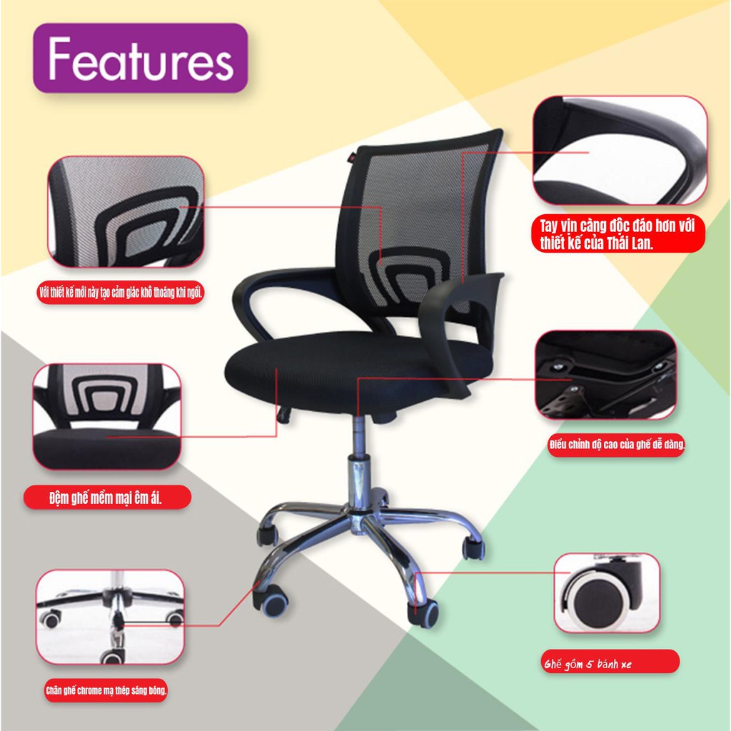 professionall.gym19- HÀNG TỒN KHO TRẦY XƯỚC Ghế Văn Phòng Chân Xoay GIAO NGẪU NHIÊN