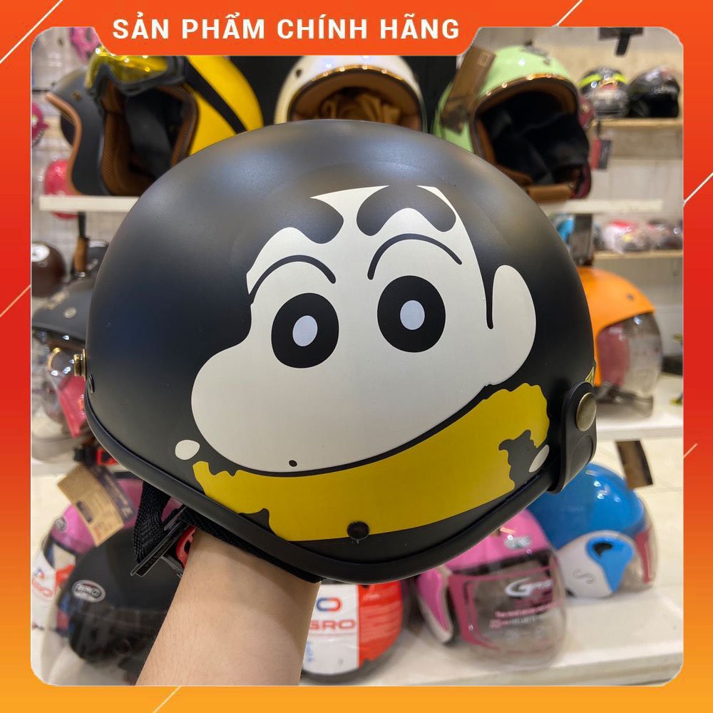 Mũ bảo hiểm nửa đầu hình Shin kèm kính free size, xốp ép, khóa đỏ - Thế Giới Mũ