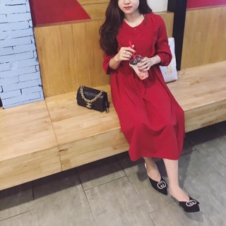 Váy baby doll đỏ tiểu thư