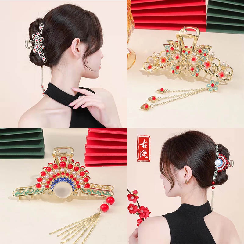 Kẹp Tóc Đính Ngọc Trai Giả Dáng Dài Phong Cách Trung Hoa Sang Trọng