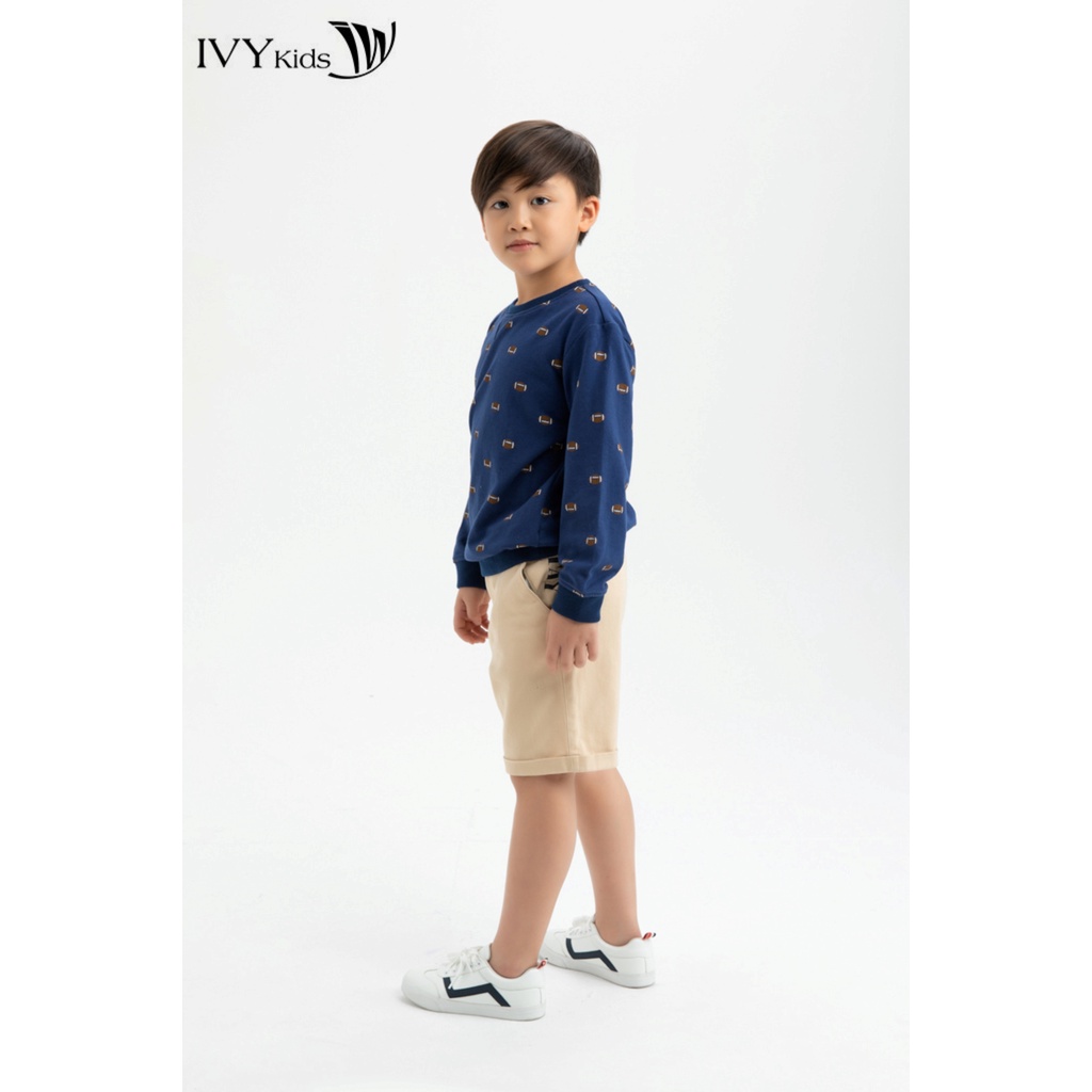 Áo thun họa tiết cổ bo bé trai IVY moda MS 58K1155