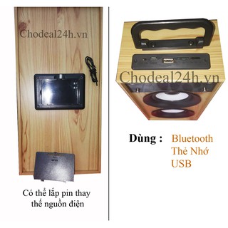 Loa Bluetooth bằng gỗ 2 Bass