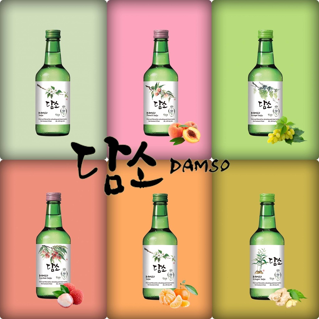 Soju Nhập khẩu Hàn Quốc DAMSO Chai 360ml đủ 7 vị