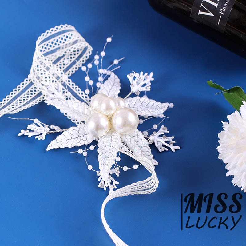 Phụ kiện cho tóc hình hoa đính ngọc trai thời trang