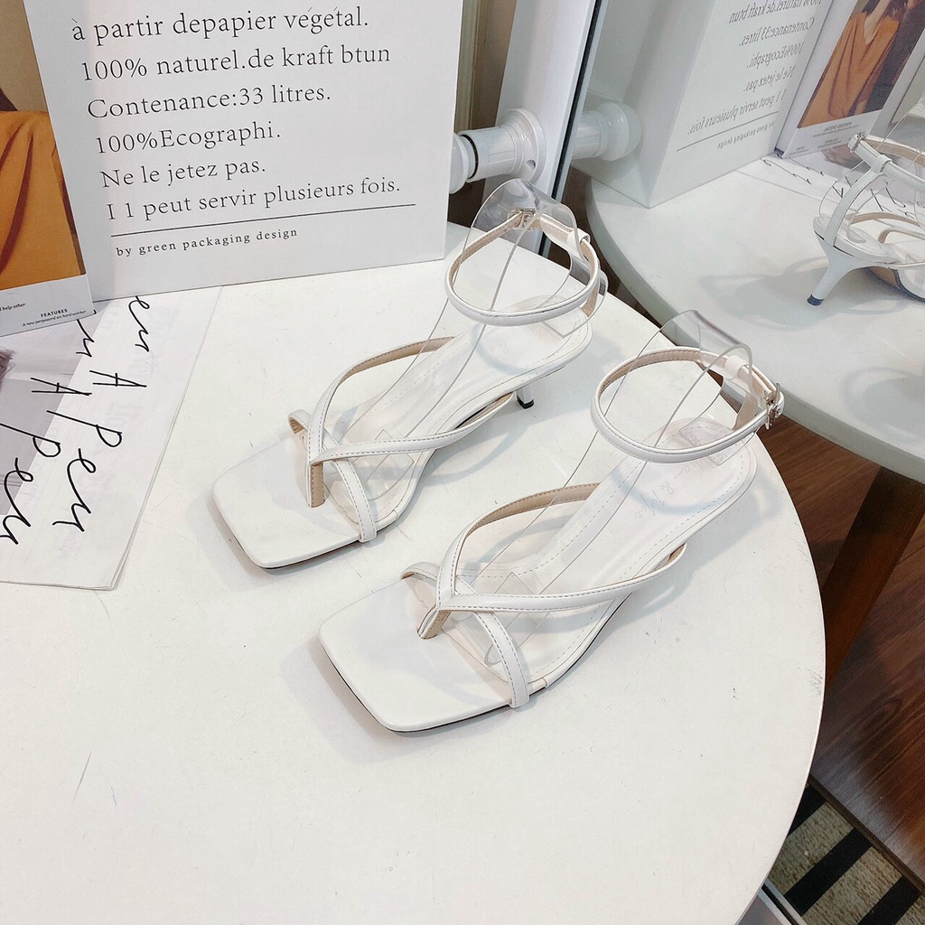Sandal cao gót nữ 5p xỏ ngón chất da cao cấp xinh sang lên chân tôn dáng - Chi Chanh Store