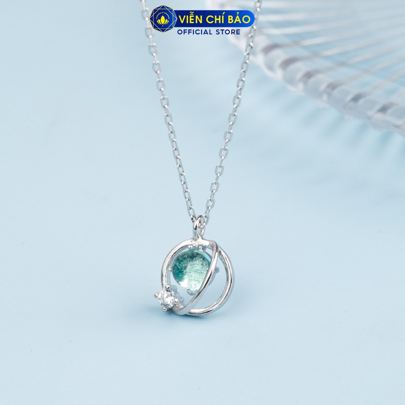 Dây chuyền bạc nữ xi bạch kim Galaxy xanh dương chất liệu bạc 925 thời trang phụ kiện trang sức nữ Viễn Chí Bảo D400119