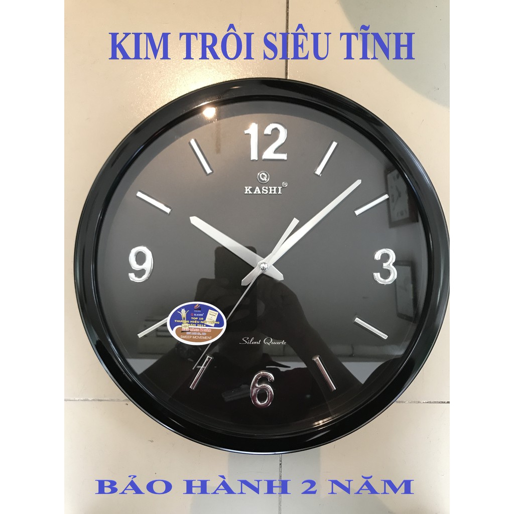 Đồng hồ treo tường Kashi K87 mặt đen kim trôi siêu tĩnh