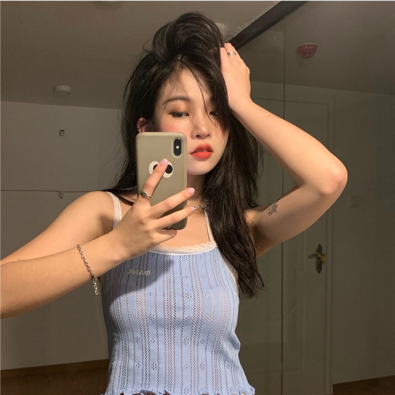 HUANG YOYO Croptop Áo Lửng Không Tay Thời Trang Dành Cho Nữ