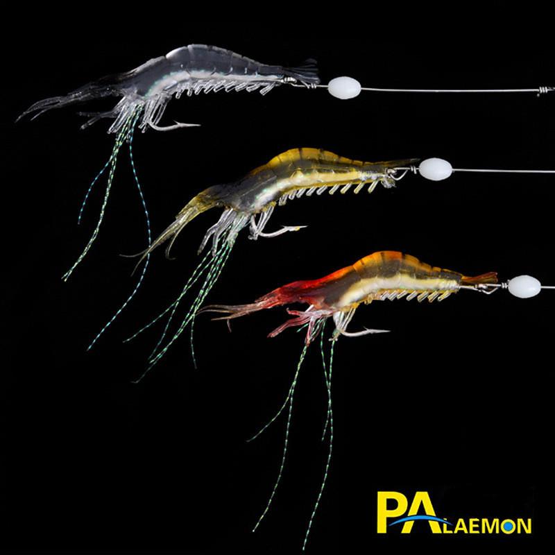 Set 3 Mồi Câu Cá Giả Hình Tôm Mềm Phát Sáng Trong Đêm