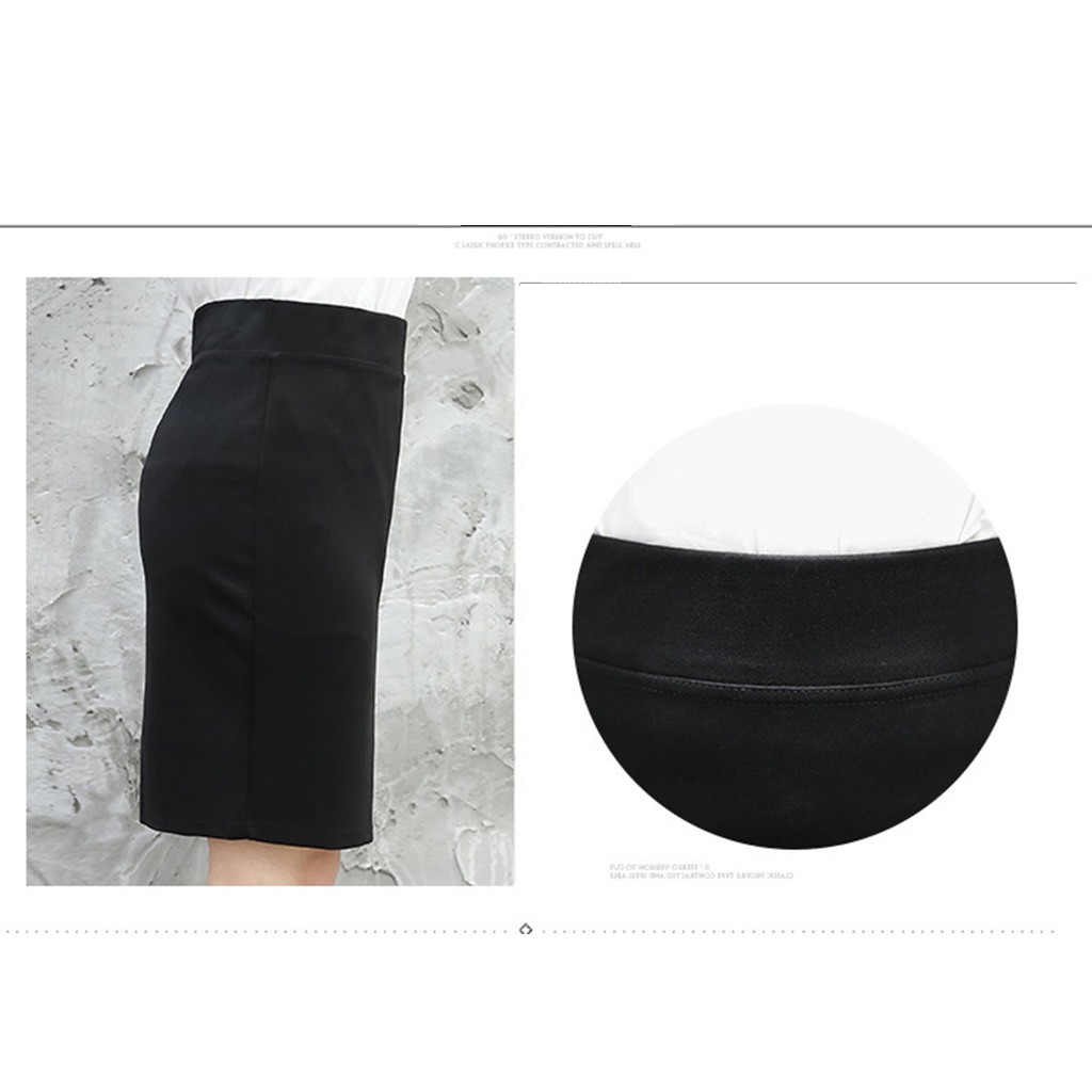 Chân váy công sở dài bigsize CR53V03 màu đen xẻ sau D50 thun umi co dãn từ 45kg-85kg | BigBuy360 - bigbuy360.vn