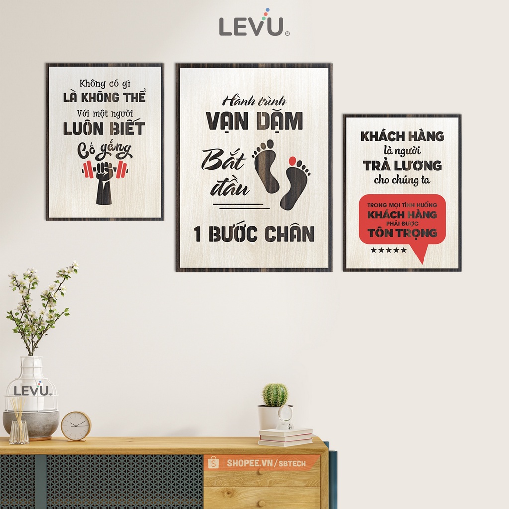 Bộ 3 tấm tranh slogan treo tường bố cục hiện đại SB3 combo tranh treo tường 3 tấm phong cách mới