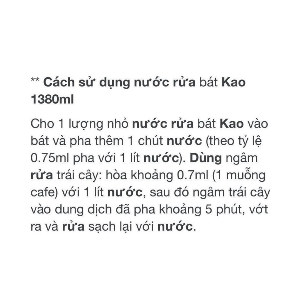 Nước rửa chén Kao 1380ml nội địa Nhật siêu sạch