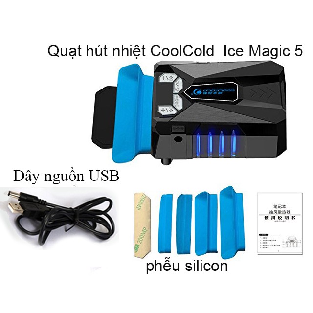 [Freeship toàn quốc từ 50k] Quạt hút nhiệt laptop Coolcold Ice Magic 5 nguồn USB 5V