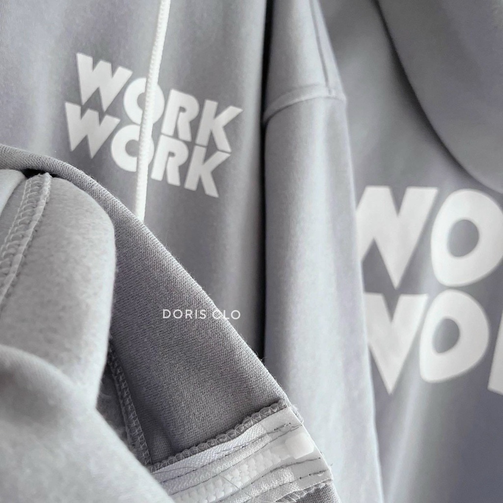 Áo Khoác Nỉ Thu Đông, Áo Hoodie WORK Tay Phồng Nón 2 Lớp Trùm Đầu Giữ Ấm Cực Tốt