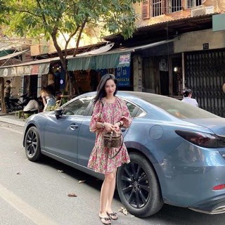 Váy hoa nhi dáng xòe tay bồng