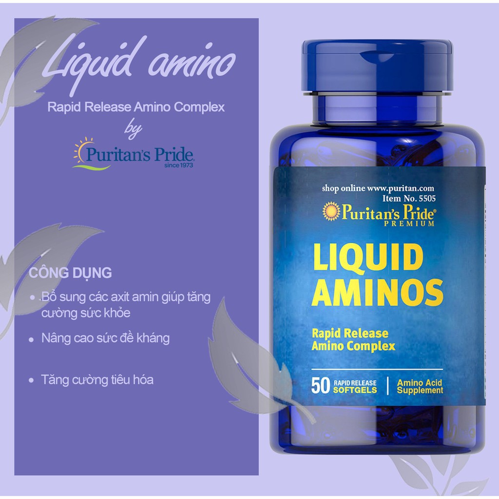 Liquid Aminos Viên uống kích thích ăn ngon, hỗ trợ tăng cơ, tăng cân (chứa L-Lysine, L-Arginine, L-Cysteine...)50 viên