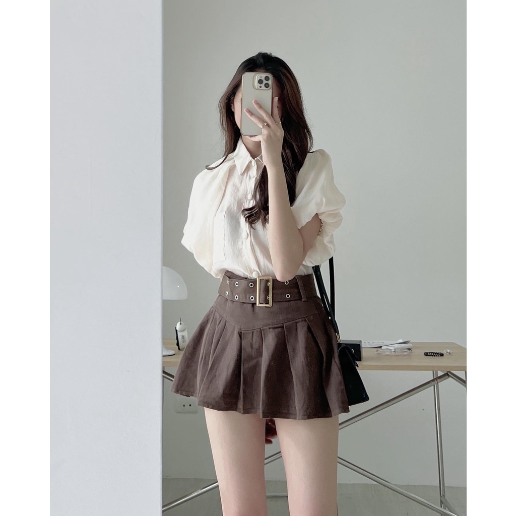 Áo sơ mi tơ Nến Cúc bọc tay bồng, Áo sơ mi