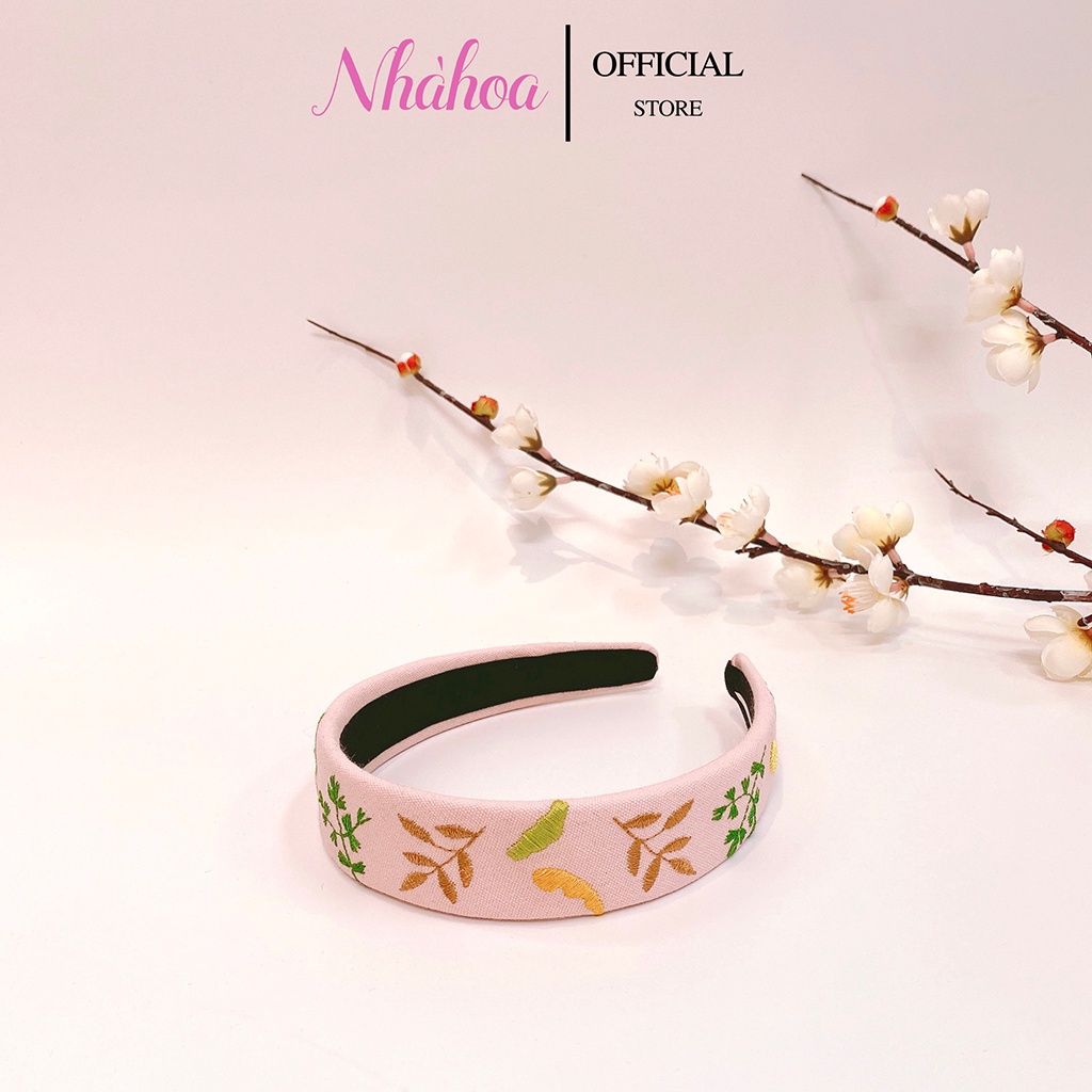 Băng Đô Mấn Tóc Vải Thêu Hoa Nổi- Sẵn - Chính Hãng NHÀ HOA