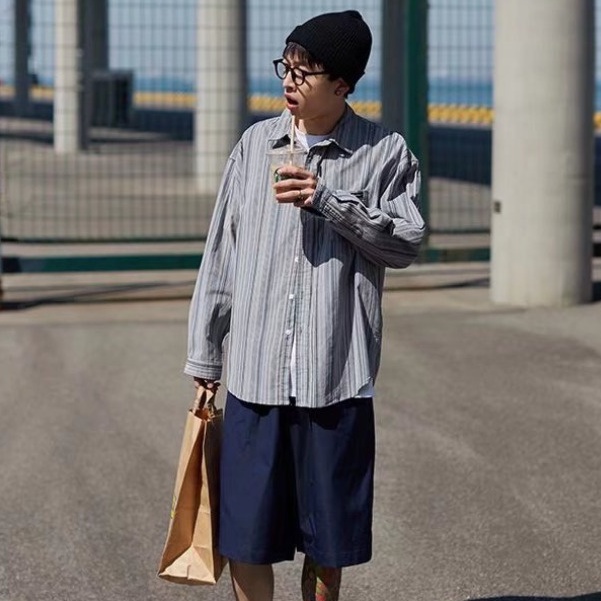 Quần short thể thao ống rộng màu retro phong cách Nhật dành cho nam