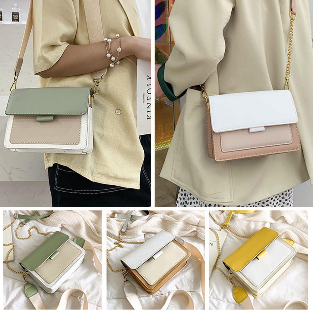 Túi Xách Đeo Chéo Vai Dây Mắt Xích Phối Màu Tương Phản Thanh Lịch