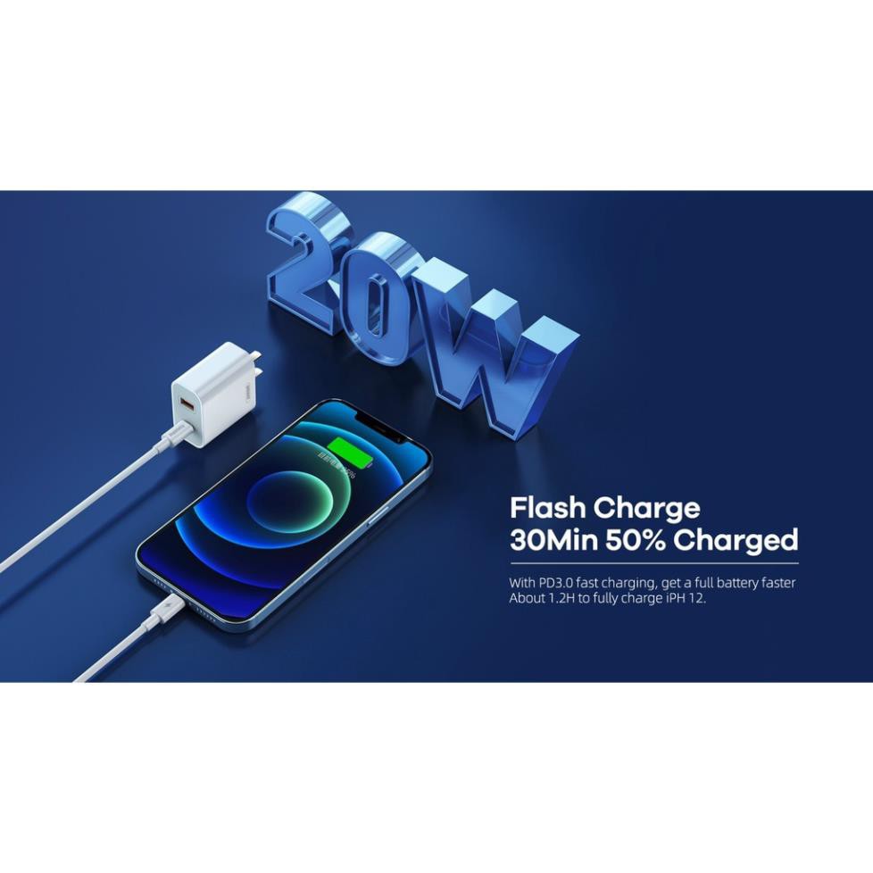 Remax RP-U68 Bộ Sạc Siêu Nhanh Type C 20W | USB 18W Bộ Sạc Nhanh 20W Đầu Tiên Kết 18W Của Remax