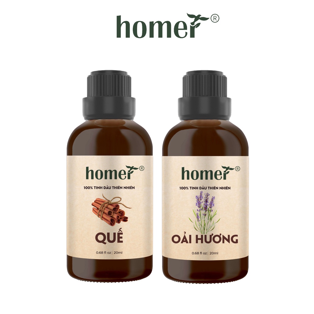 Combo 2 tinh dầu Quế + Oải Hương Homer 20ml/chai