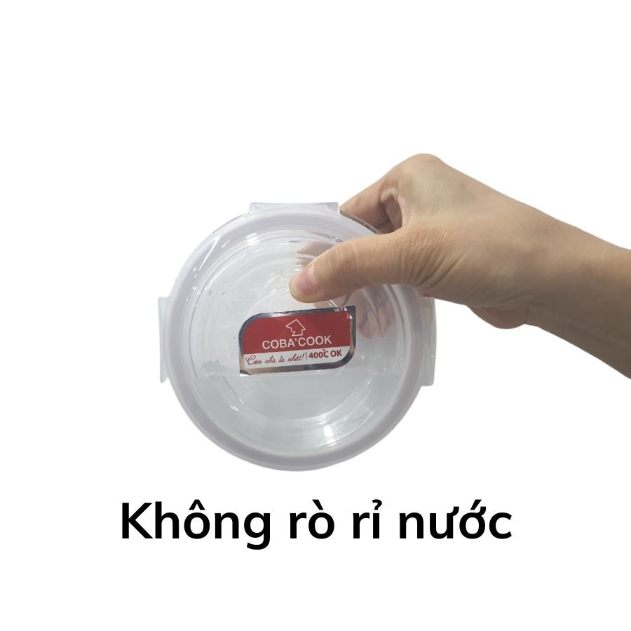 Bộ hộp cơm thủy tinh chịu nhiệt 2 hộp vuông 520ml 1 hộp tròn 400ml và túi simili dài- CCR4S53LS