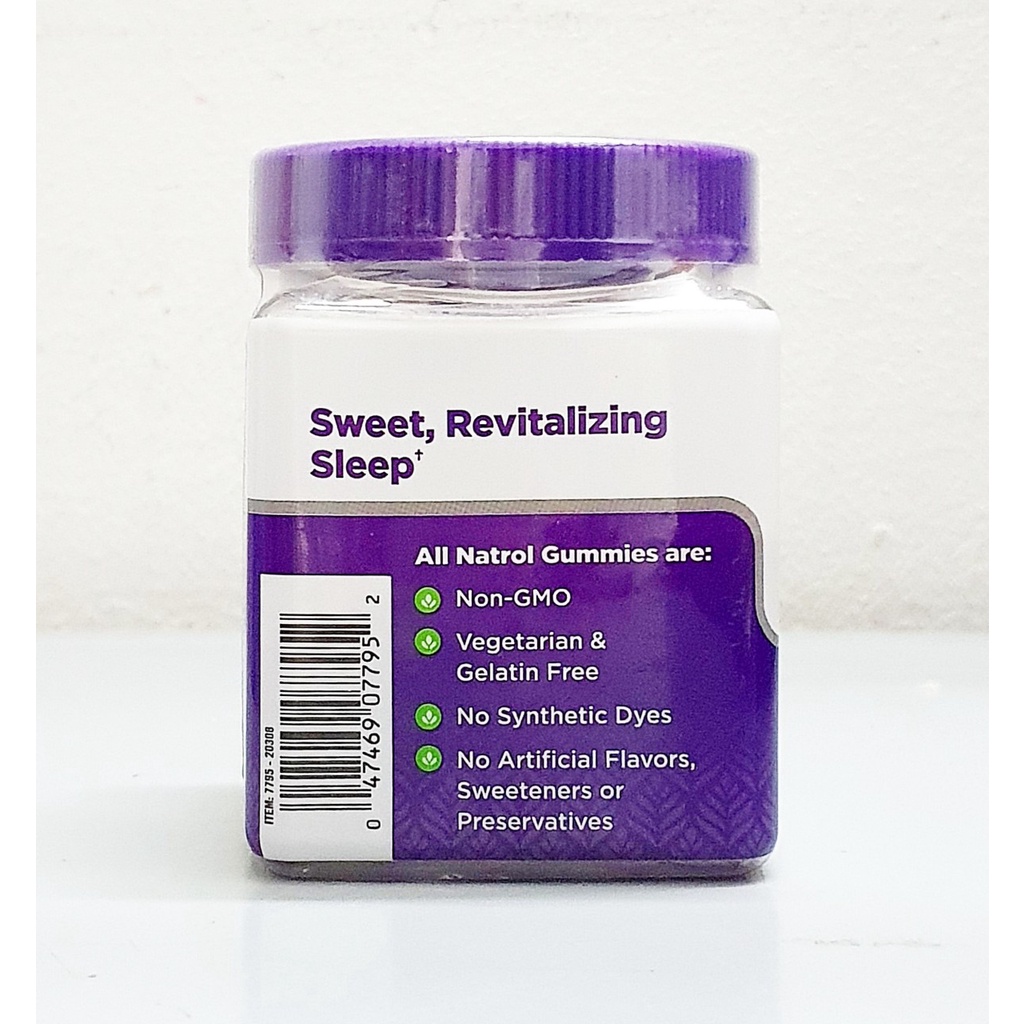 Kẹo Dẻo Natrol Sleep Calm Melatonin+ L-theanine Botanical Blend Gummies 60 Viên - Vị Dâu