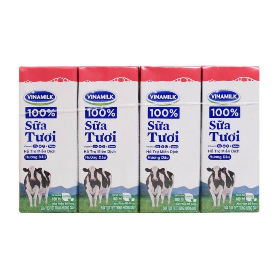 Thùng 48 hộp Sữa tươi tiệt trùng Vinamilk Hương dâu 180ml