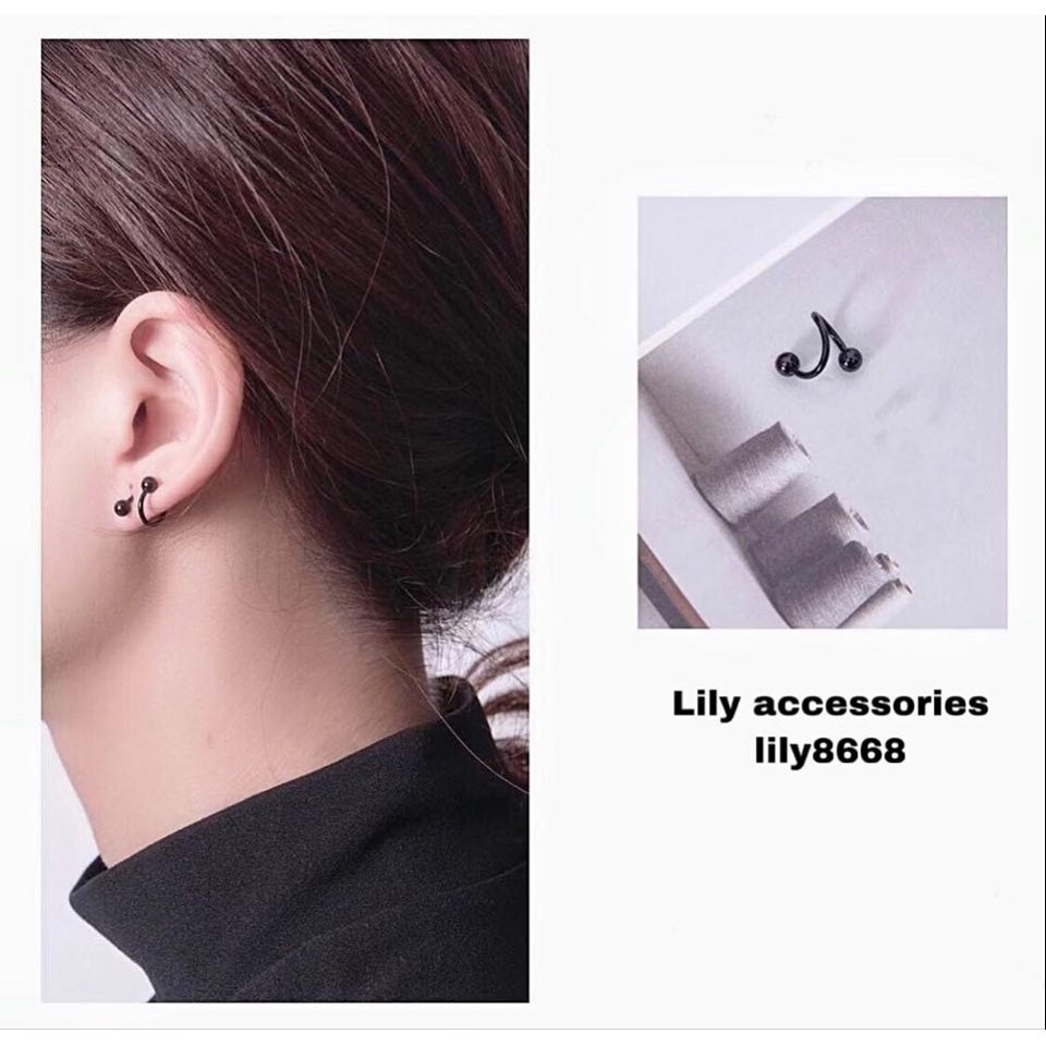 Twisted Earring khuyên tai titan xoắn phối bi chốt bi xoáy không gỉ không đen không dị ứng nam nữ